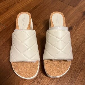 Adrienne Vittadini Women's White Quilted Slide Sandals